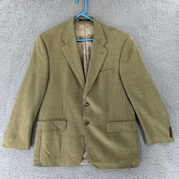 Vintage Chaps Ralph Lauren Men's 2 Button 44 R Silk Wool Plaid Green Sports Coat - Picture 1 of 14